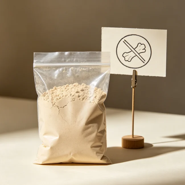 手写禁止标志牌旁边放着三七粉包装袋